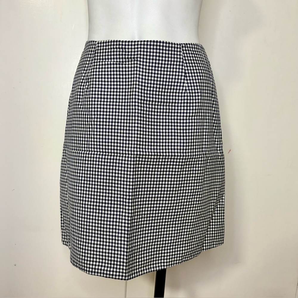 Vintage 90s Michael Kors Dark Navy and  White Gingham Wool Mini Pencil Skirt